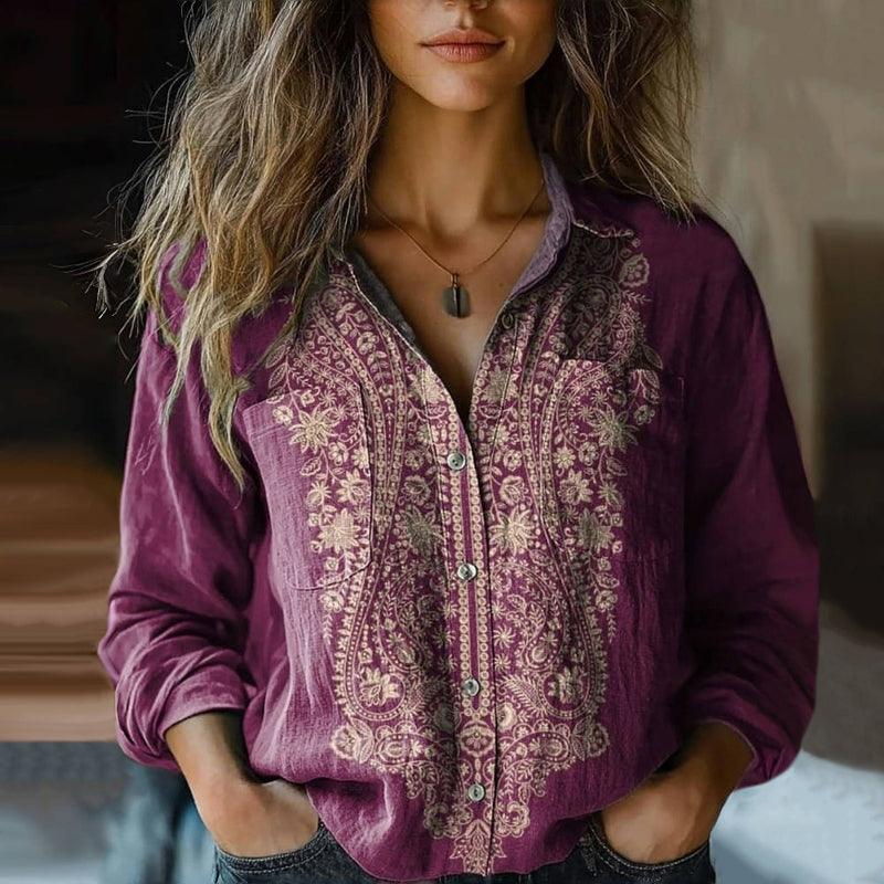 Vintage Blouse with Floral Print