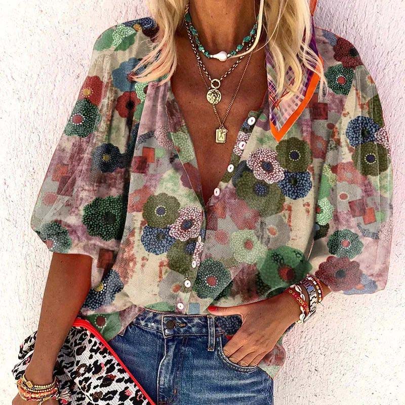 Vintage Blouse with Floral Print