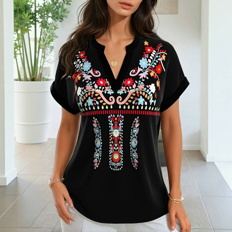 Vintage Floral Print Blouse