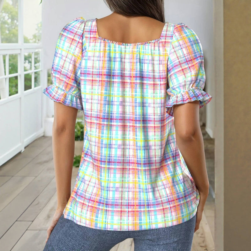 Colorful Plaid Blouse