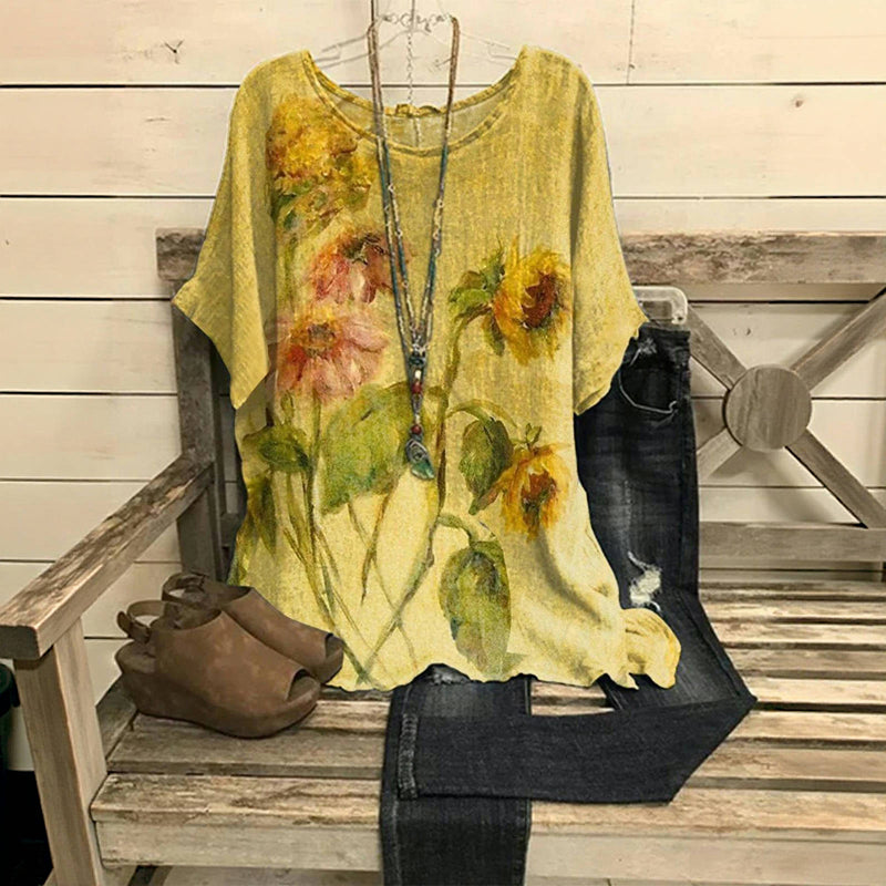 Vintage Floral Print Blouse