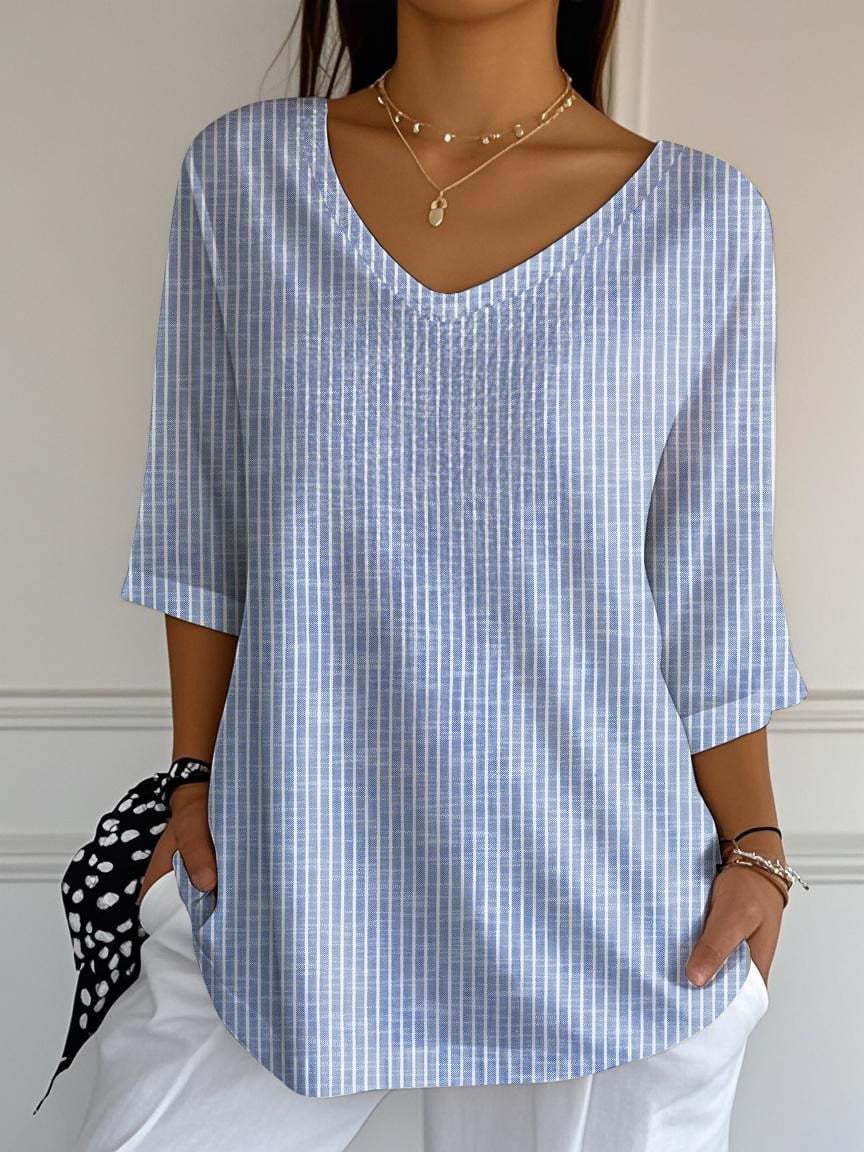 Blue Stripe Vintage Casual T-shirt