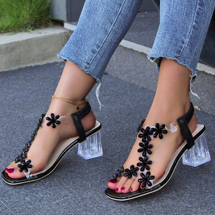 Sanne™ | Rhinestone Flower Heels