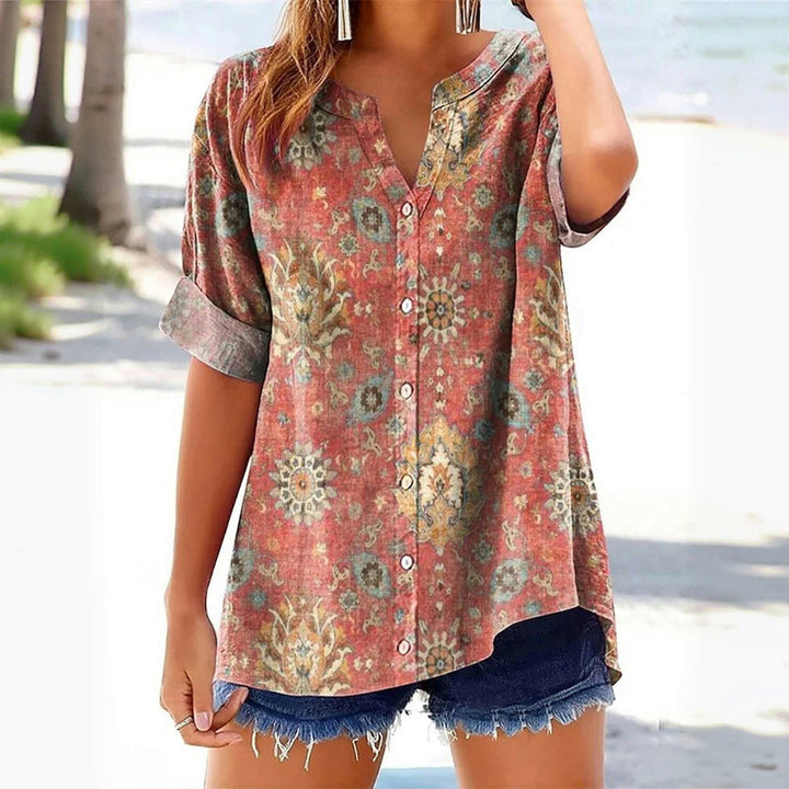 Vintage Ethnic Print Blouse