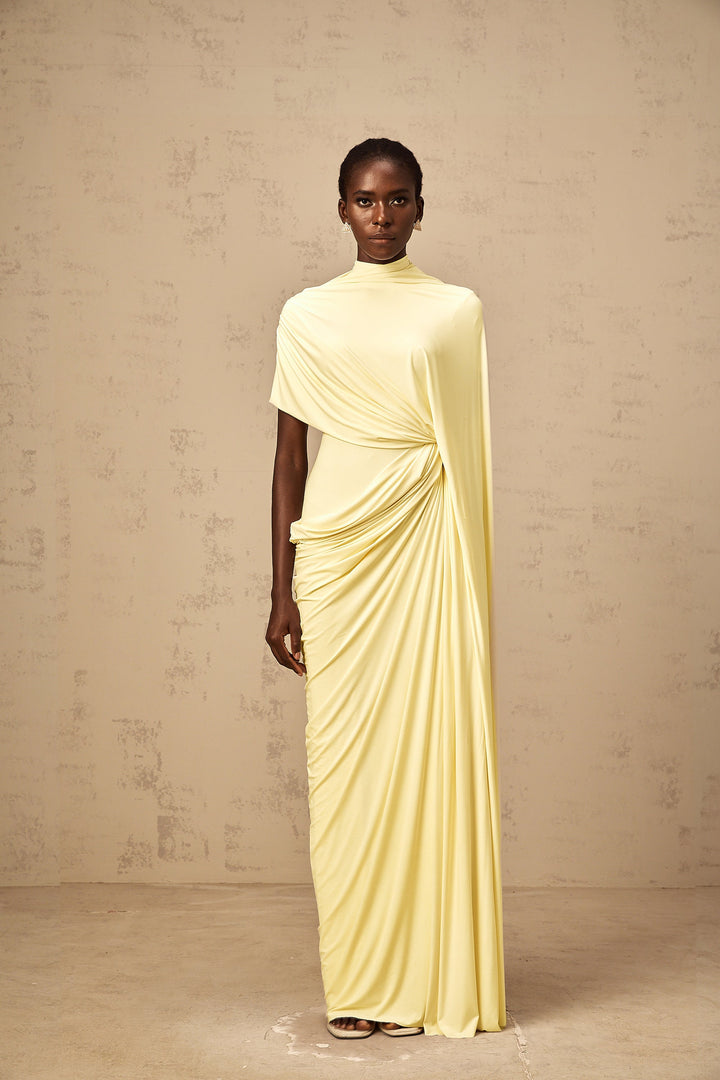 Fenella asymmetrical draped cape & dress matching set