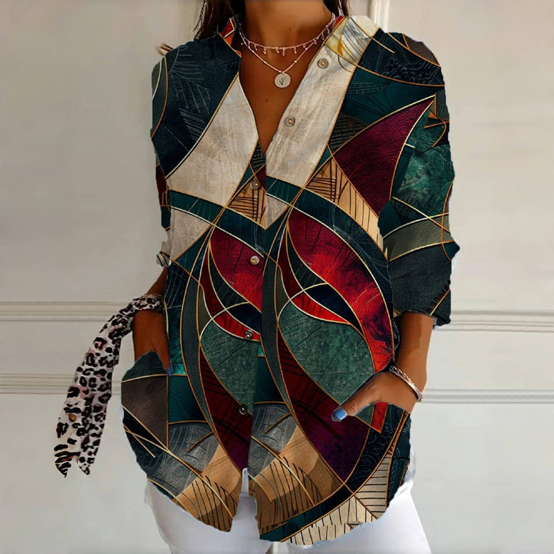 Vintage Blouse with Abstract Print
