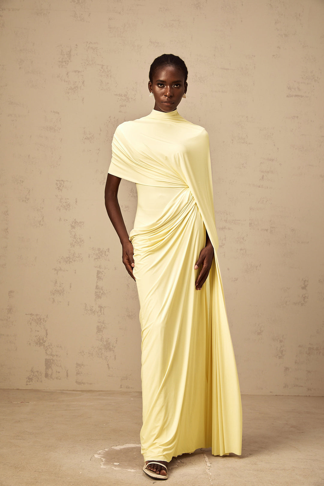 Fenella asymmetrical draped cape & dress matching set