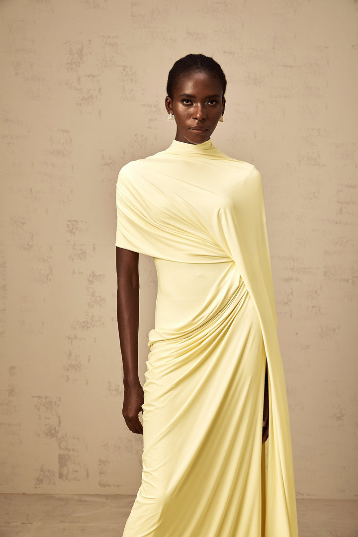 Fenella asymmetrical draped cape & dress matching set
