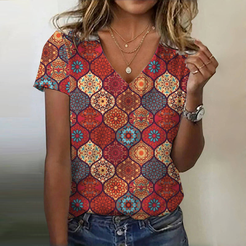 Vintage T-Shirt with Ethnic Print