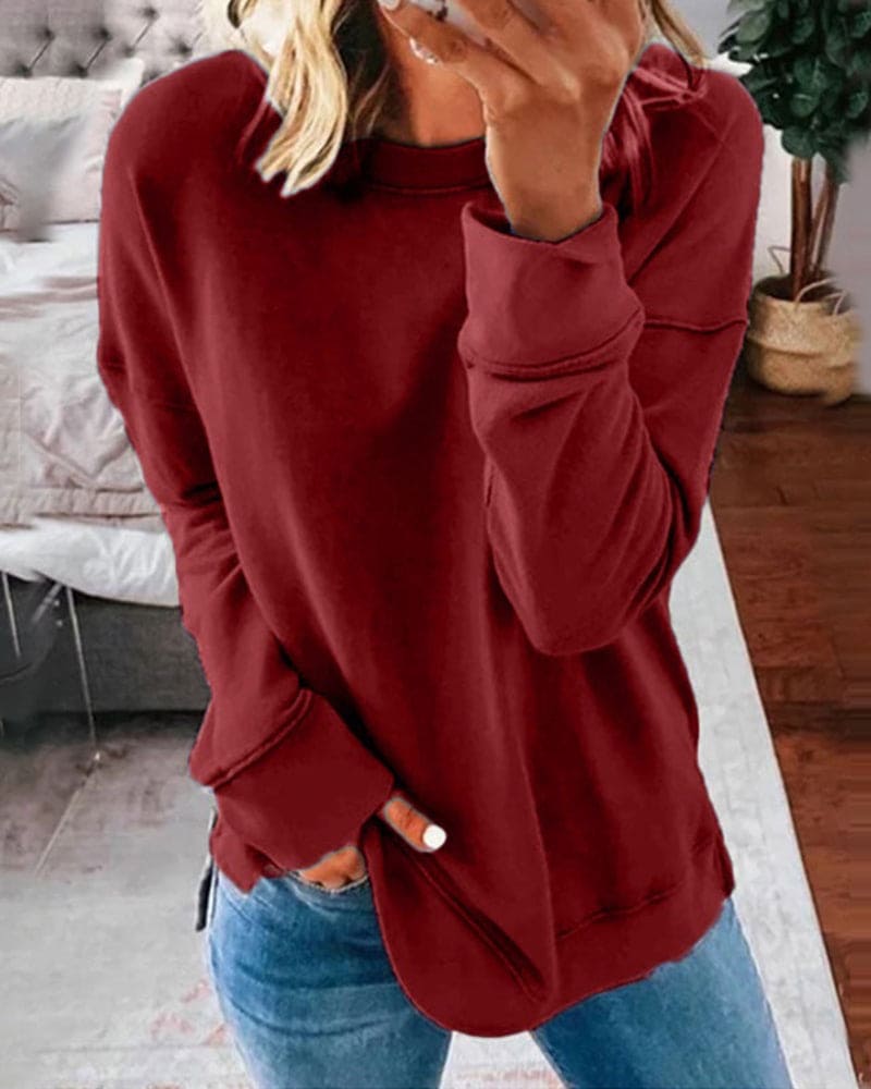 Elizabeth - Effortless Style with Solid Color Sweater