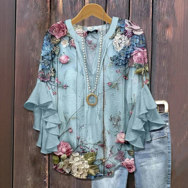 Vintage Blouse with Floral Print