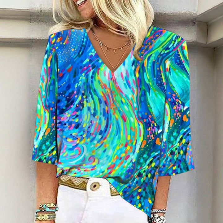Colorful Blouse with Abstract Print