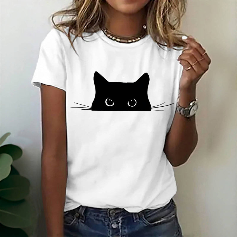 Casual Cat Print T-Shirt