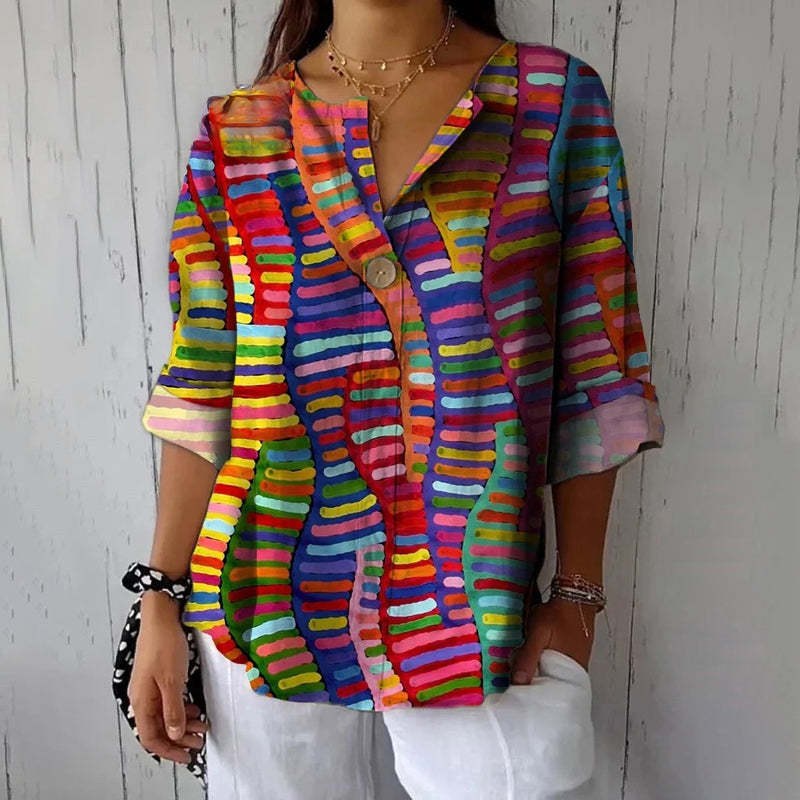 Casual Blouse with Colorful Print