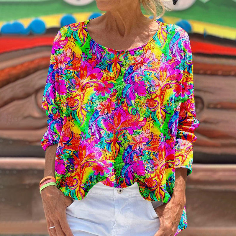 Vintage Colorful Floral T-shirt