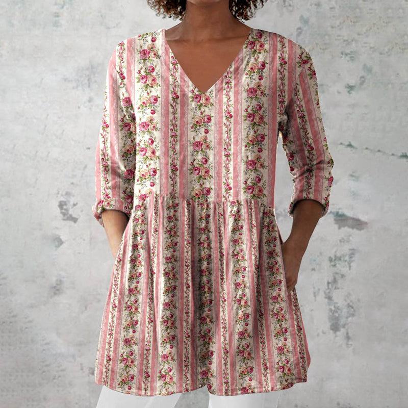 Vintage Floral Print Blouse