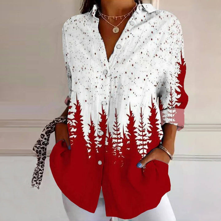 Casual color block blouse