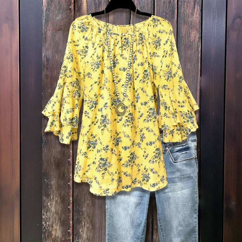 Vintage Floral Print Blouse