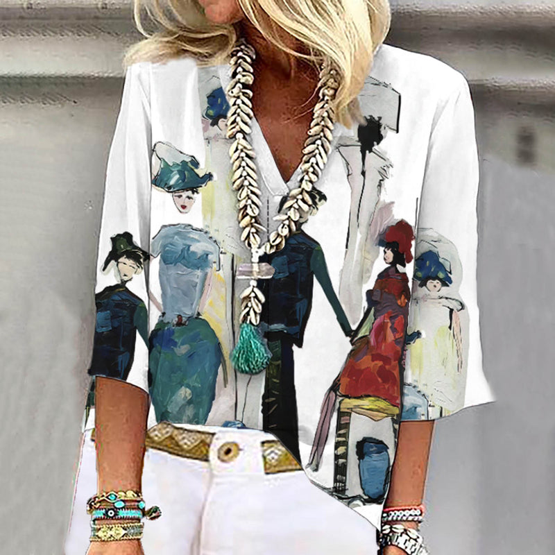 Casual Blouse With Abstract Print