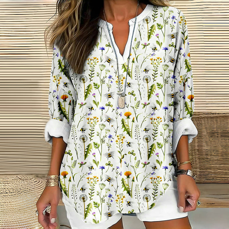 Vintage Floral Print Blouse