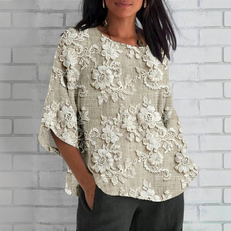 Vintage Floral Print Blouse