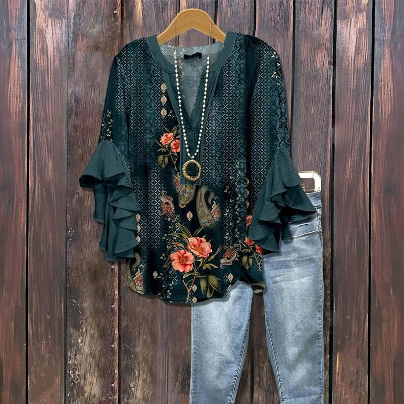 Vintage Floral Print Blouse