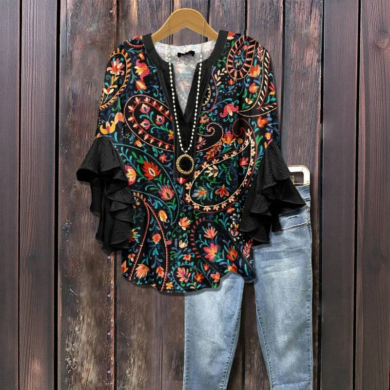 Vintage Floral Print Blouse