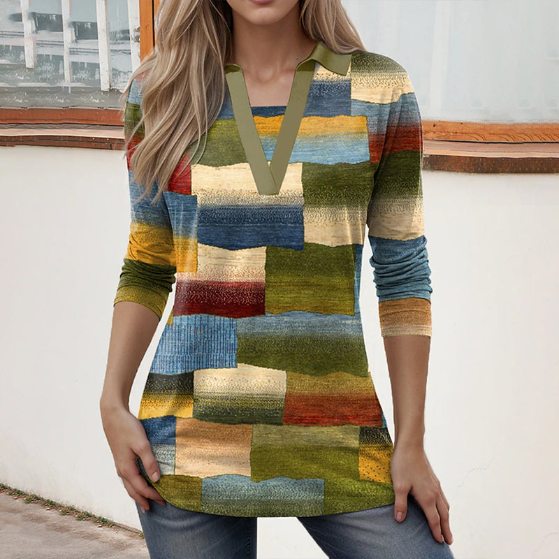 Vintage Colorful Plaid Blouse