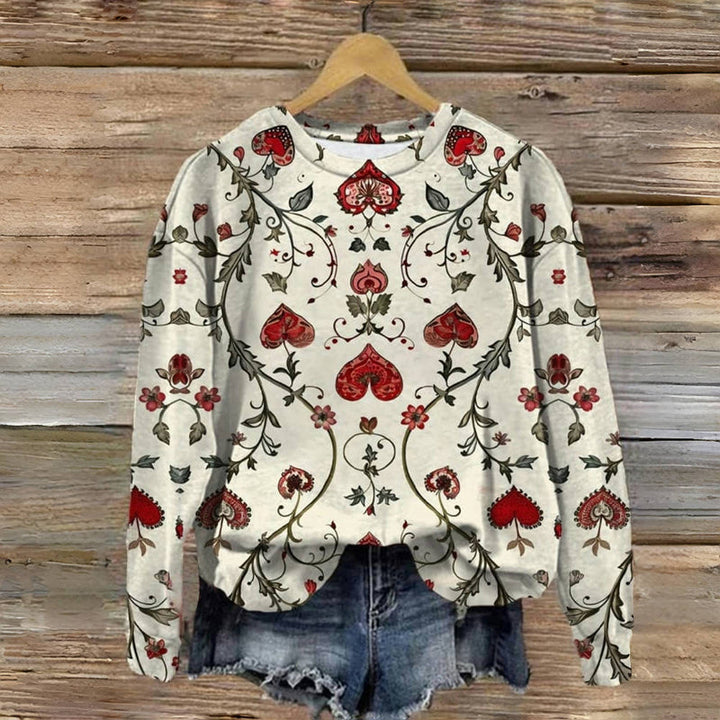Vintage Heart Print Sweatshirt