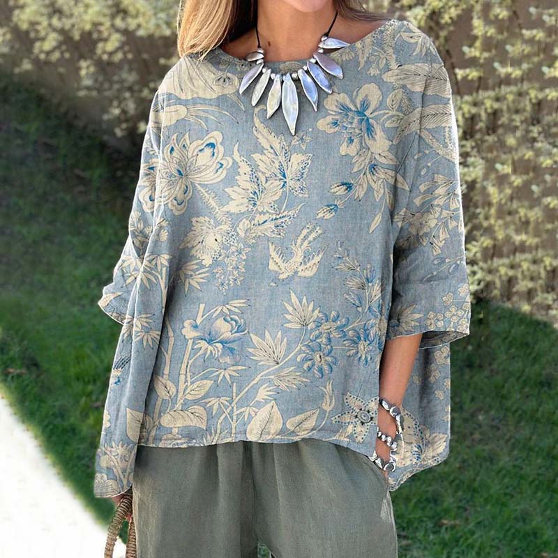 Vintage Floral Print Blouse