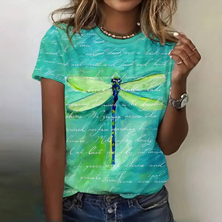 Vintage Dragonfly Print T-Shirt