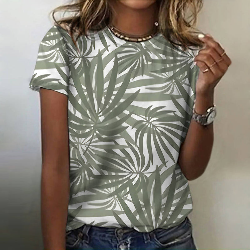 Vintage Leaf Print T-Shirt