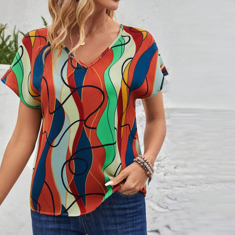 Colorful T-Shirt with Abstract Print