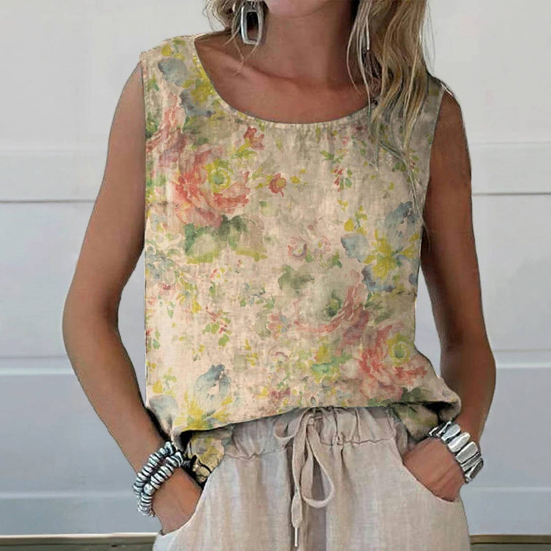Vintage Floral Print Tank Top