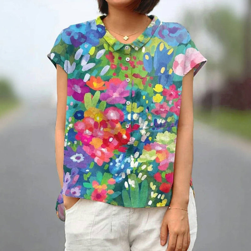 Casual Blouse with Colorful Print
