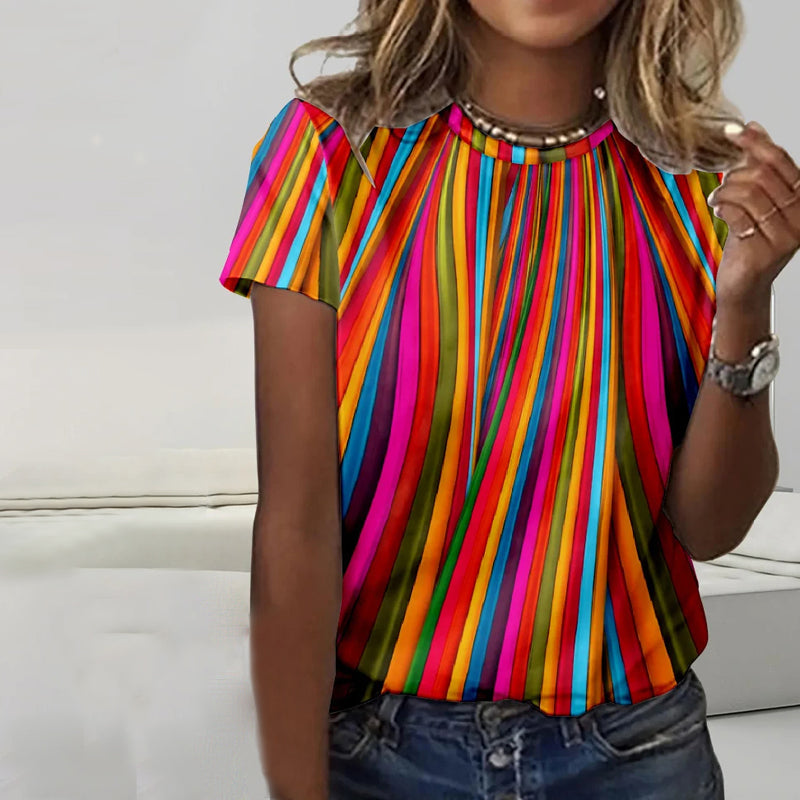 Casual T-shirt with colorful stripes