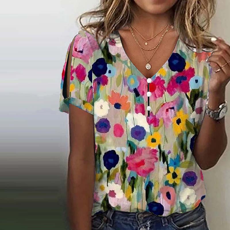 Colorful Blouse with Floral Print