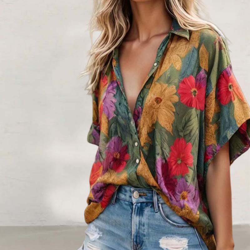 Vintage Floral Print Blouse
