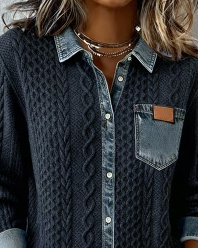 Mary | Long-sleeved shirt with denim details