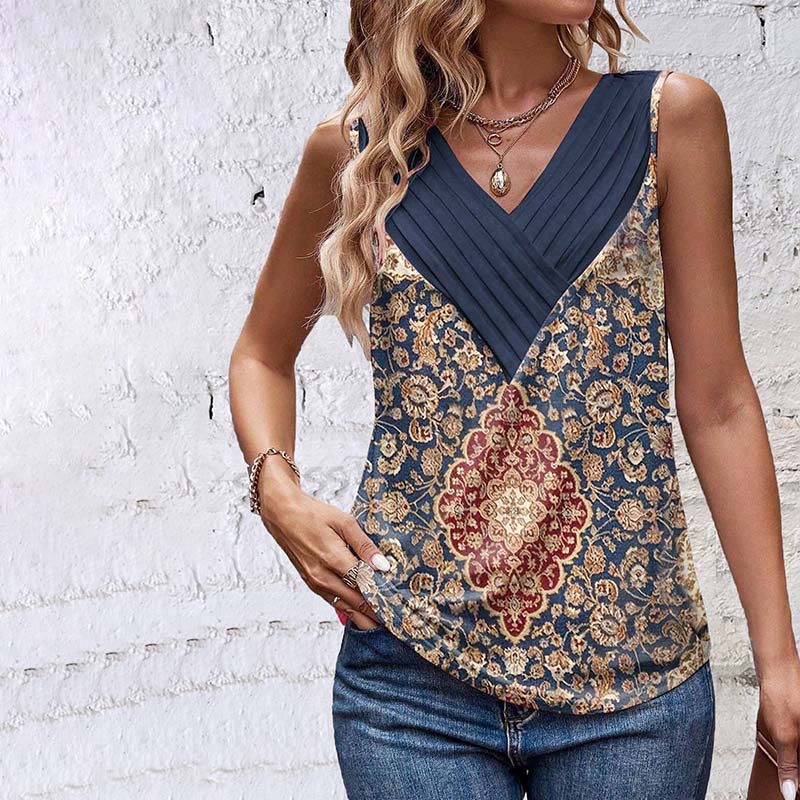 Vintage Tank Top with Ethnic Print