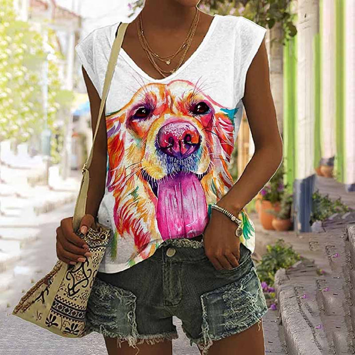 Creative Tank Top with Dog Print