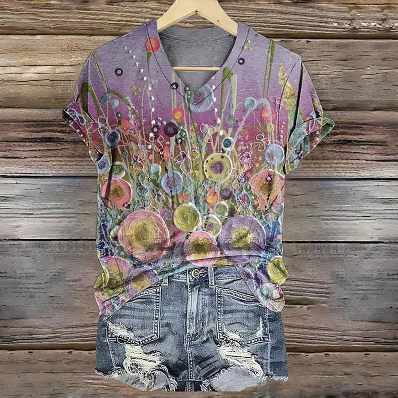 Colorful T-shirt with floral print
