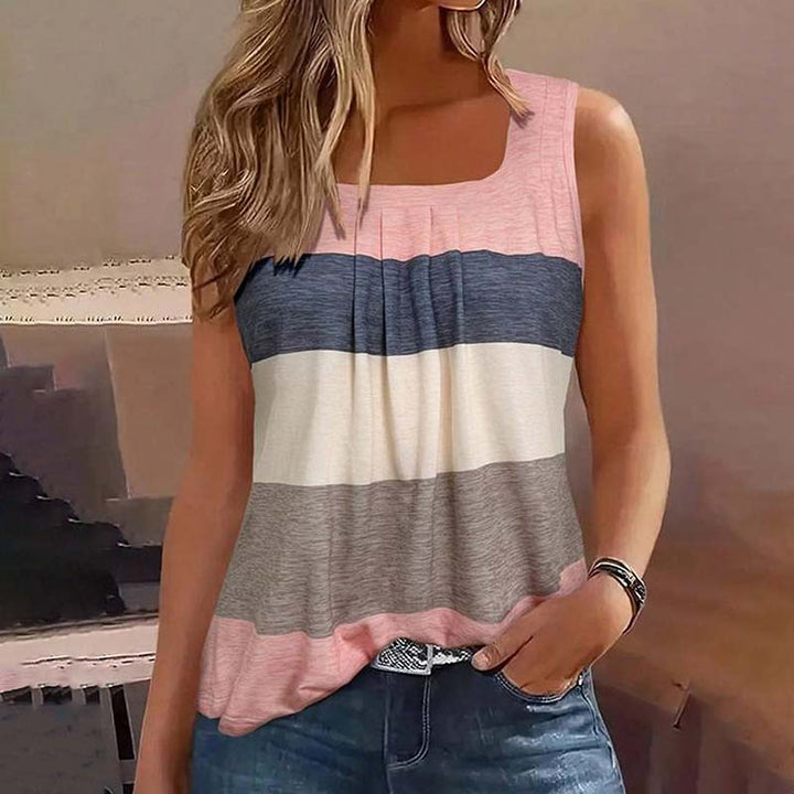 Casual Tank Top with Color Panels