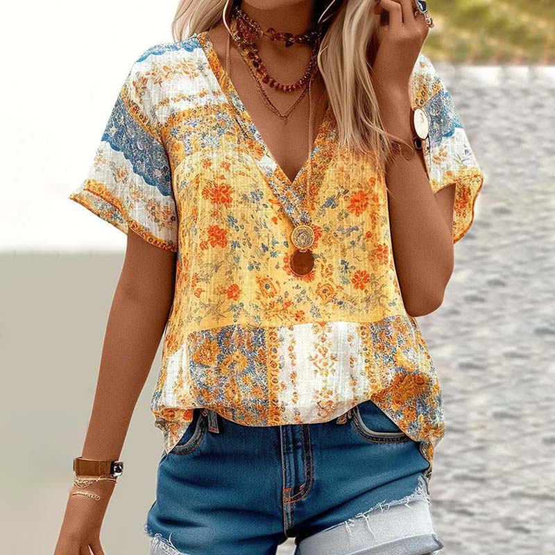 Vintage Floral Print Blouse