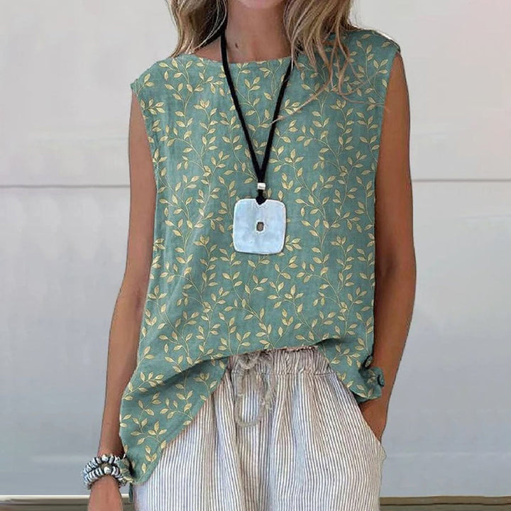 Vintage Leaf Print Tank Top