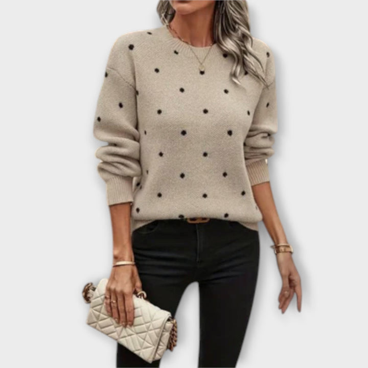 Ava | Casual Long-Sleeve Knit Sweater with Polka Dot Pattern