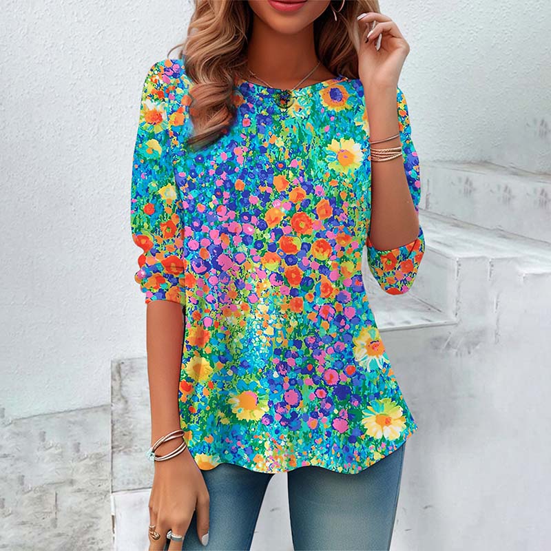 Colorful T-Shirt with Floral Print