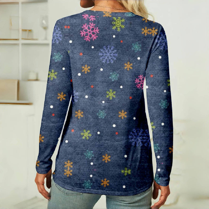 【Long Sleeve】Snowflake Casual T-shirt