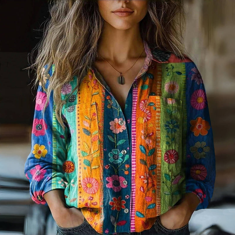 Vintage Blouse with Floral Print