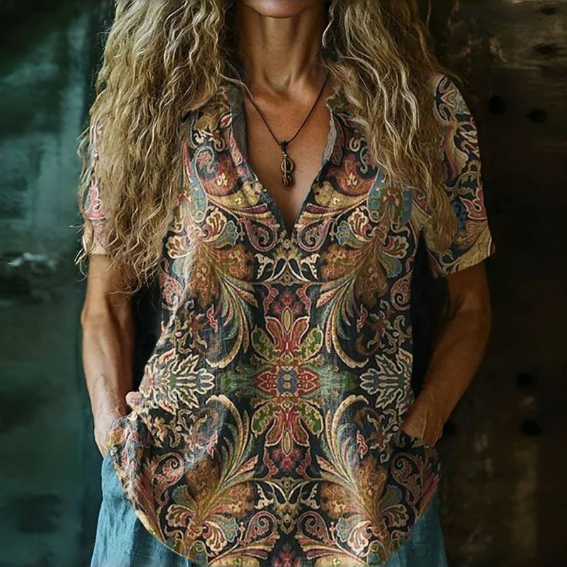 Vintage Blouse with Ethnic Print